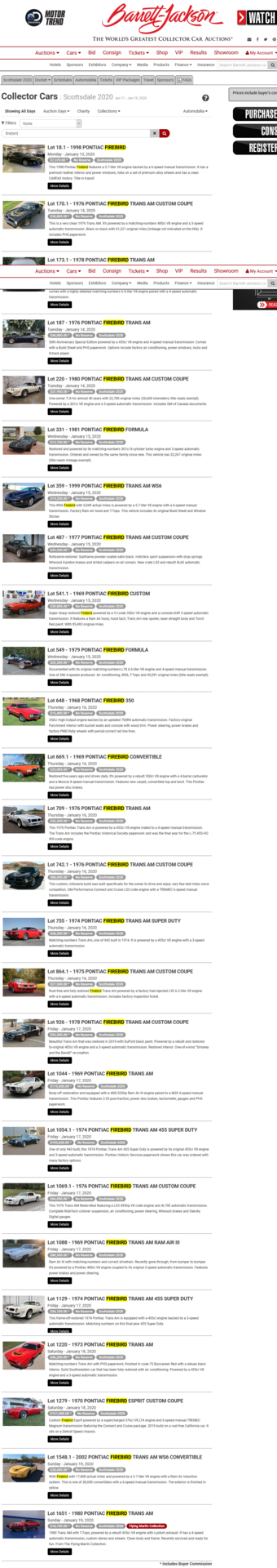 Attached picture Scottsdale 2020   Collector Cars Docket   All Days.png